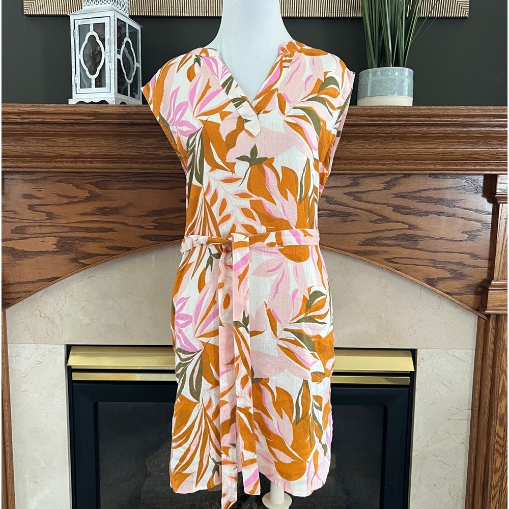 C&C California Linen Tropical Floral Dress Size: Large‎ NWOT